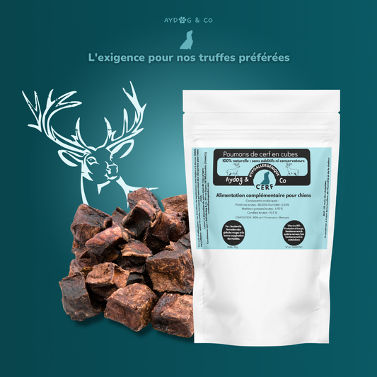 Poumon de cerf en cubes - friandises pour chien