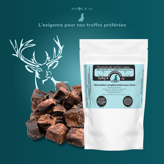 Poumon de cerf en cubes - friandises pour chien