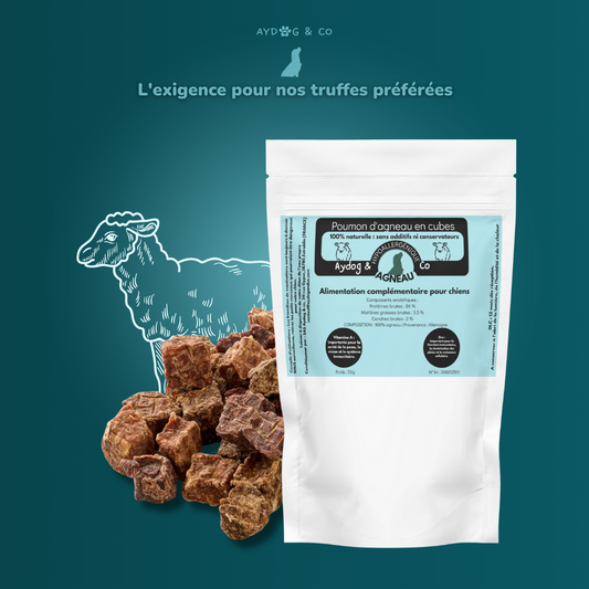 Poumon d'agneau en cubes - friandises pour chien